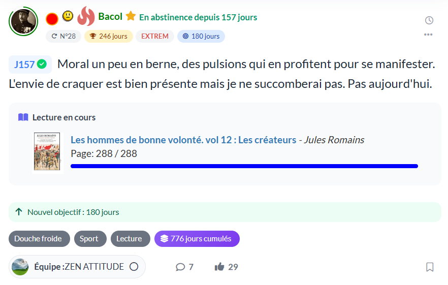 Journal de bord d'abstinence