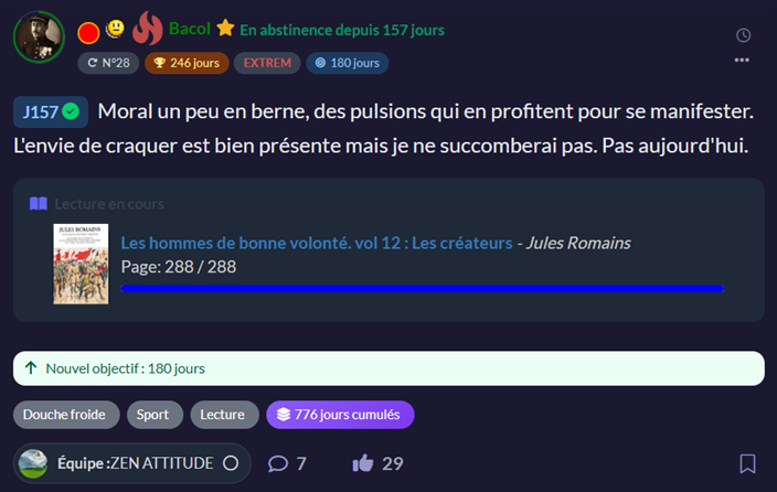 Journal de bord d'abstinence